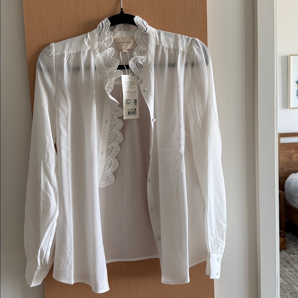 Sezane Chlo Shirt Ecru - Size 6